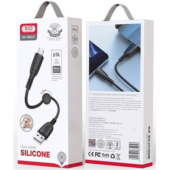 Καλώδιο XO NB247 USB-A Male σε micro USB Male 0.25m - Μαύρο image 1