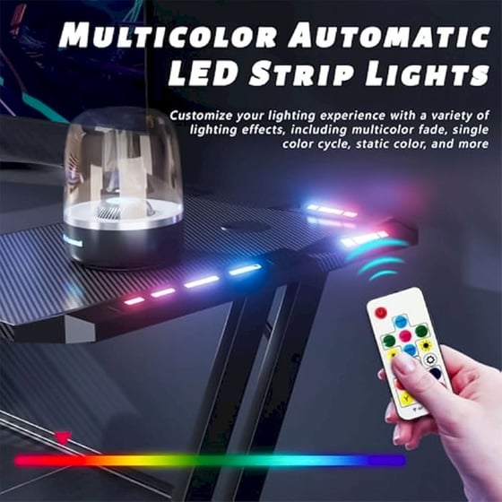 Γραφείο Gaming Lamtech RGB από Carbon Fiber 140x60x75cm - Μαύρο image 5