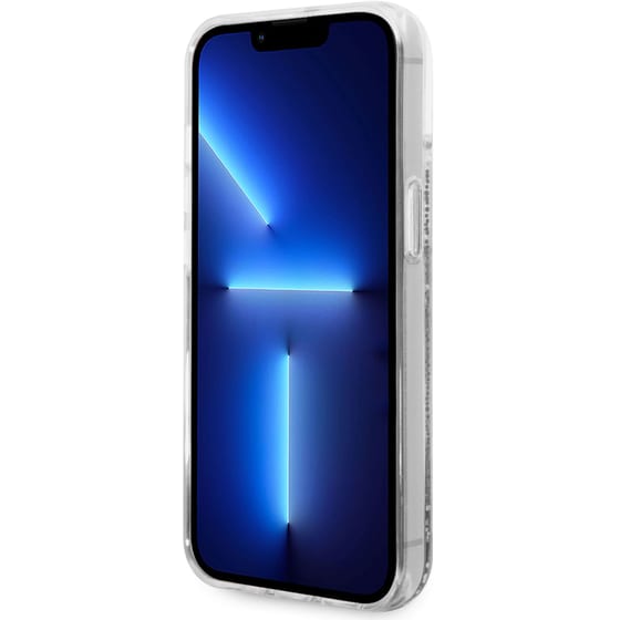 Θήκη Apple iPhone 14 - Karl Lagerfeld Liquid Glitter “Rue St. Guillaume Logo Collection” Translucent Case - Clear/Silver Glitter image 3