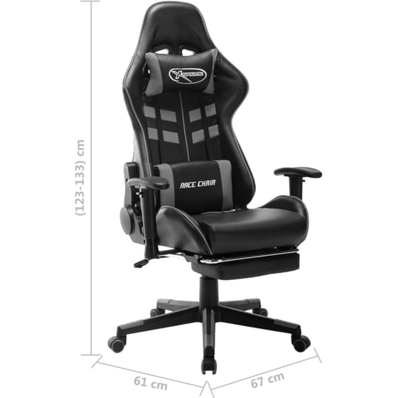 Gaming Καρέκλα VidaXL από Τεχνητό Δέρμα - Μαύρη/Γκρι image 8