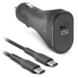 Φορτιστής αυτοκινήτου SBS PD 25W USB-C 1m καλώδιο Μαύρο