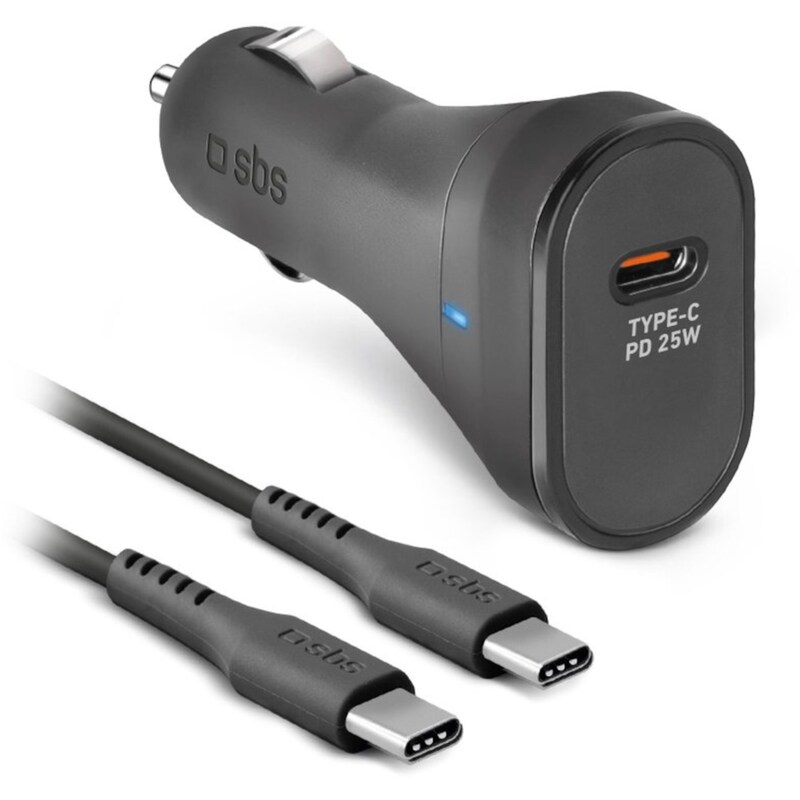 Φορτιστής αυτοκινήτου SBS PD 25W USB-C 1m καλώδιο Μαύρο