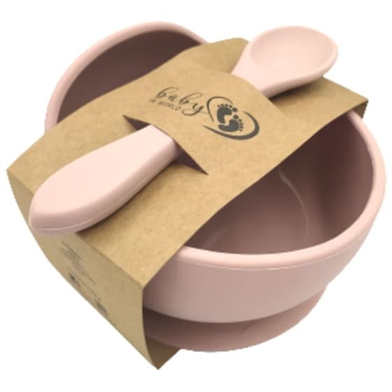 Baby In World Μπολ Σιλικόνης Με Κουταλάκι - Ροζ image 3