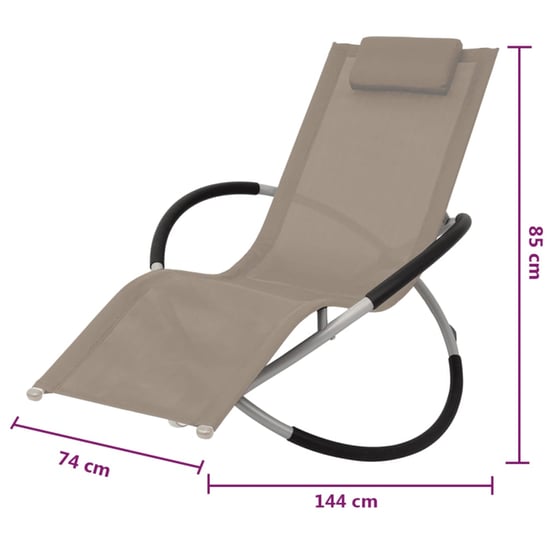Ξαπλώστρα Παραλίας/Κήπου VidaXL σε Γεωμετρικό Σχήμα Ατσάλινη με Προσκέφαλο - Taupe image 6