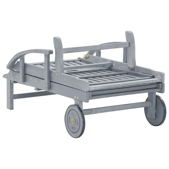 Ξαπλώστρα VidaXL από Μασίφ Ξύλο Ακακίας 200x68x30-86 cm - Γκρι/Πράσινη image 5