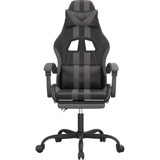 Καρέκλα Gaming VIDAXL 349535 με Υποπόδιο από Τεχνητό Δέρμα - Γκρι image 2