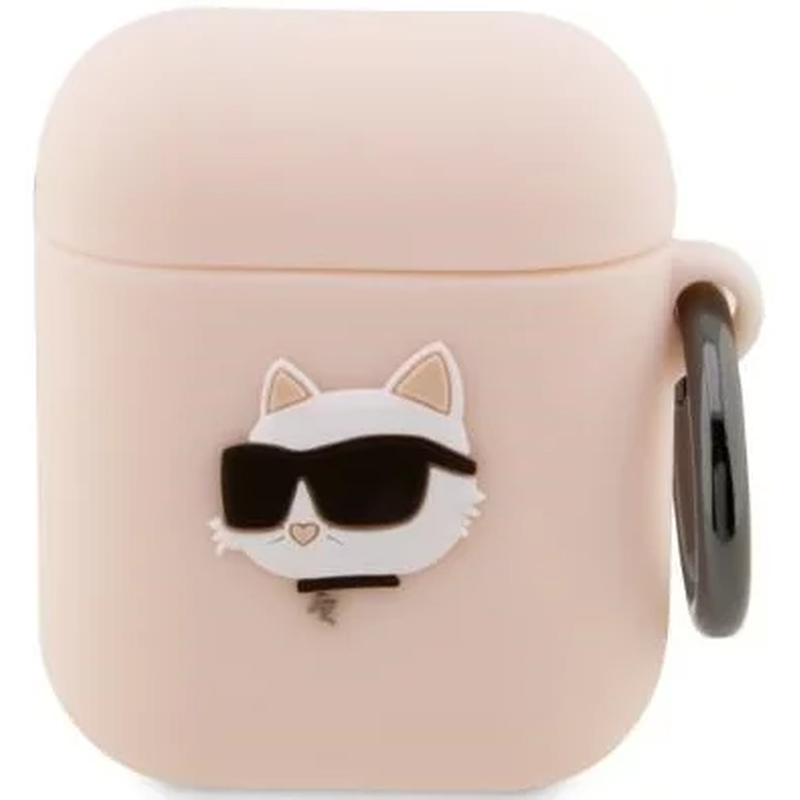 Θήκη Bluetooth Karl Lagerfeld Choupette Head 3D για Apple AirPods 2nd Gen / 1st Gen - Ροζ