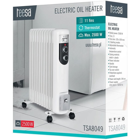 TEESA TSA8049 Καλοριφέρ Λαδιού 2500W Λευκό image 3