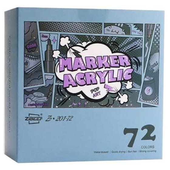 Ακρυλικοί Μαρκαδόροι Ζωγραφικής Zibeef για Ύφασμα, Μέταλλο, Γυαλί 1.5 mm (72 Τεμάχια) image 0