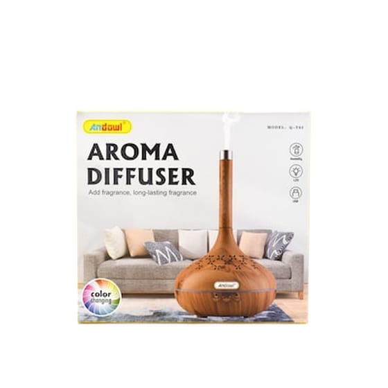 Συσκευή Αρωματοθεραπείας - Υγραντήρας 200ml ,διακοσμητικός Φωτισμός Led Andowl Q-t65 - Φυσικό Ξύλο image 4
