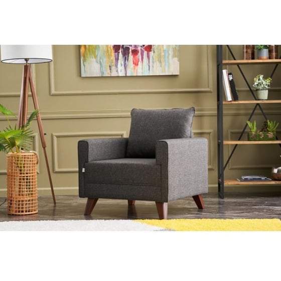 Πολυθρόνα Sestria 24mall από Ξύλο/Ύφασμα 82x81x85 cm - Ανθρακί image 2