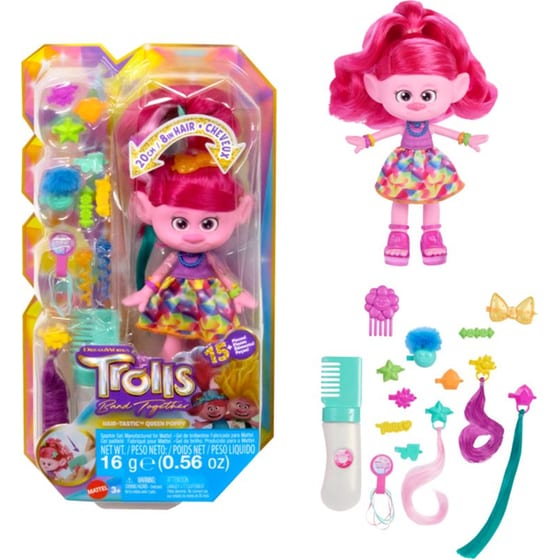 Κούκλα Mattel Trolls 3 Band Together Ευχούληδες - Βασίλισσα Πόπη (HNF25) image 0