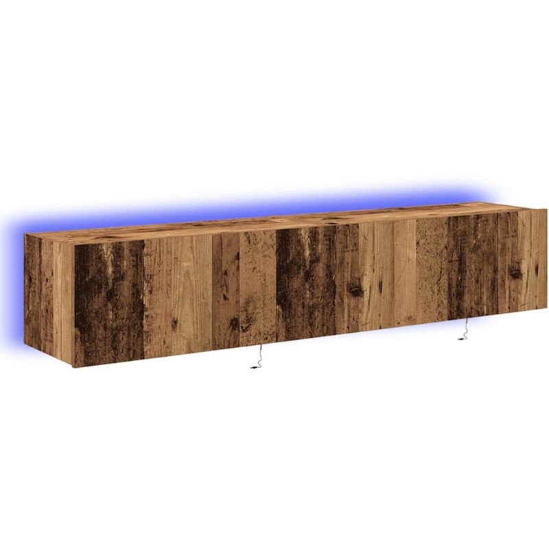 Έπιπλο Τηλεόρασης VidaXL Επιτοίχιο με LED 2 τμχ 80 x 35 x 31 cm - Παλαιωμένο Ξύλο