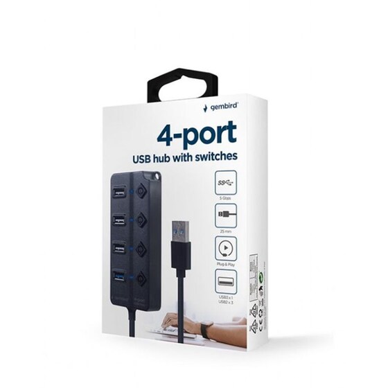 Gembird 4-port Usb Hub (1xusb3.1+3xusb2.0) With Switches image 3
