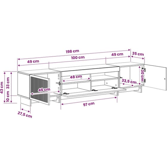 Έπιπλο Τηλεόρασης VidaXL με LED 5 τμχ 198 x 35 x 43 cm - Γκρι Σκυροδέματος image 7
