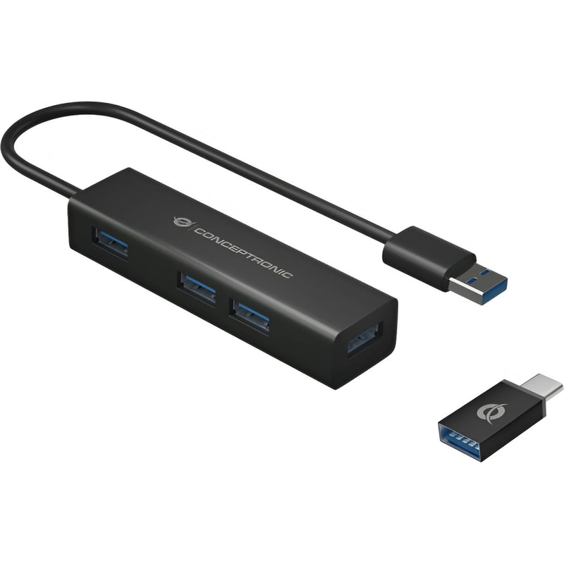 CONCEPTRONIC Conceptronic HUBBIES06B USB Hub 4-Port USB 3.0 συμβατό με USB-A USB-C