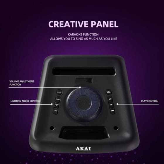 Party Speaker Akai Party Box 800 60W Karaoke - Μαύρο image 15