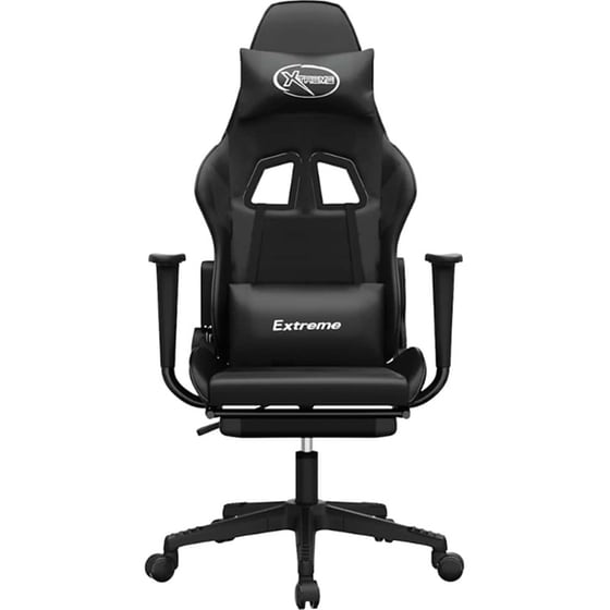 Καρέκλα Gaming VIDAXL 345465 με Υποπόδιο από Τεχνητό Δέρμα - Μαύρη image 2