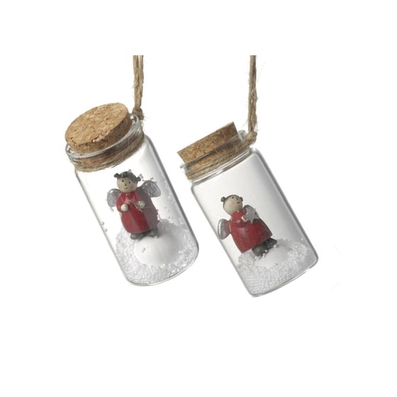 Χριστουγεννιάτικο Στολίδι Heaven Sends ΚρεμαστόRed Angels In Bottles With Snow - Codd097 (1 Τεμάχιο) image 0