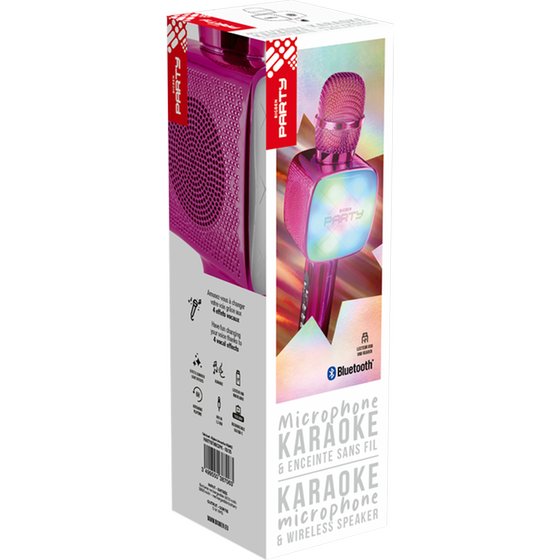 Μικρόφωνο Karaoke Bigben PARTYBTMIC2BK με εφέ φωτισμού 15W - Pink image 8