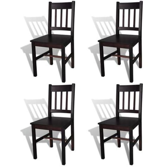 Καρέκλες Τραπεζαρίας Vidaxl από Ξύλο Πεύκου 4 Τμχ - Σκούρο Καφέ image 0