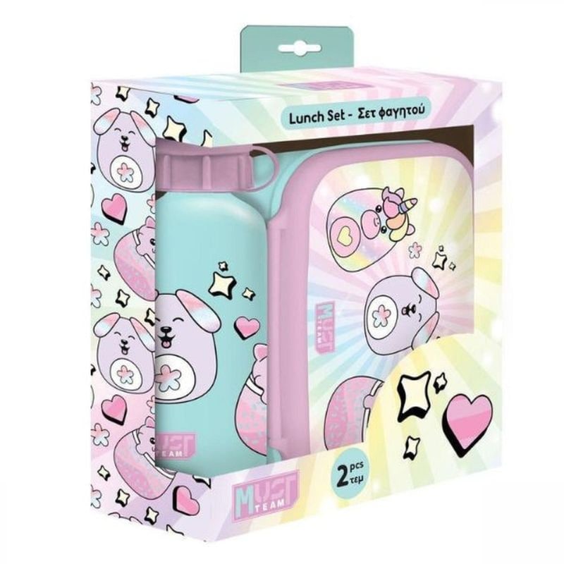 Σετ Φαγητού Must Team Squishcuties Φαγητοδοχείο 800ml -Παγούρι Αλουμινίου 500ml