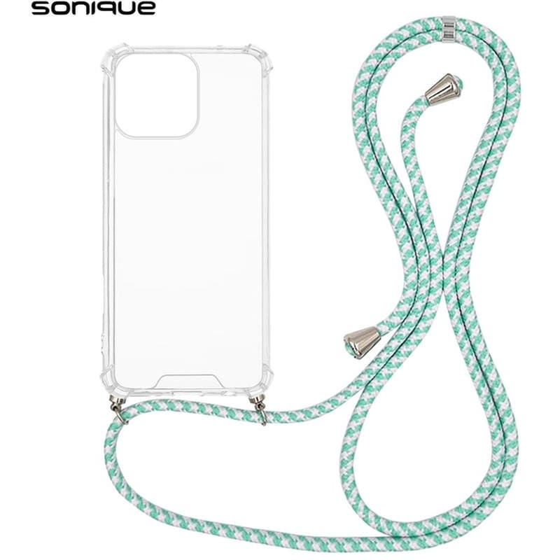 Θήκη Apple iPhone 16 Pro Max - Sonique Armor Clear Θήκη Σιλικόνης με Κορδόνι - Rainbow Βεραμάν