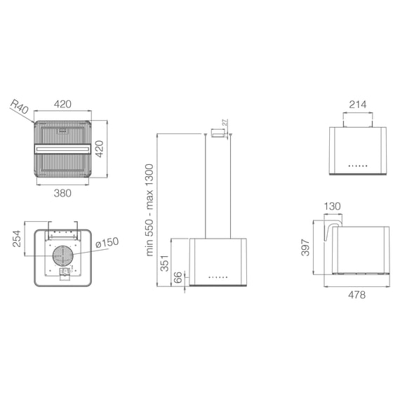ELICA PIX BL/F/42 42 cm Μαύρο Απορροφητήρας Νησίδα image 3