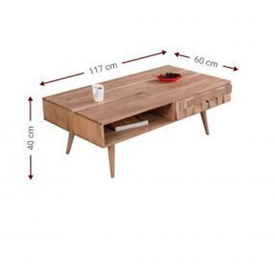 Τραπεζάκι Σαλονιού  Polihome Rohit από Ξύλο Ακακίας 117x60x40 cm - Φυσικό χρώμα ξύλου image 1