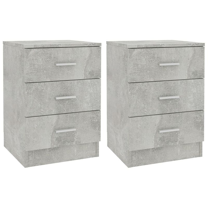 VIDAXL Κομοδίνο Vidaxl Από Μοριοσανίδα 2τμχ 38x35x56 cm - Γκρι Σκυροδέματος