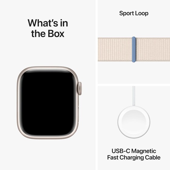 Apple Watch Series 9 Aluminium Starlight GPS 41mm - Starlight Sport Loop image 9