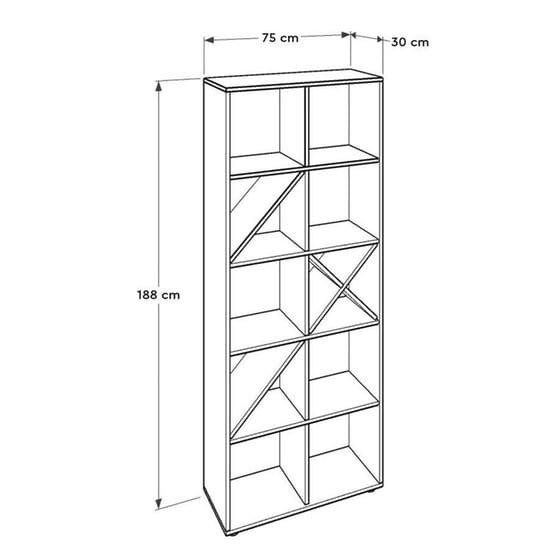 Βιβλιοθήκη Spitishop από MDF 75x30x188cm - Ανθρακί image 4