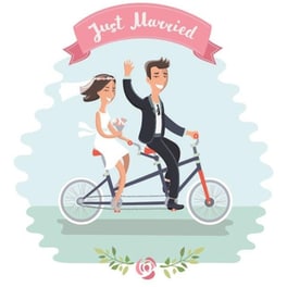Ευχετήρια&nbsp;Κάρτα 12 Εποχές&nbsp;Just&nbsp;Married Ζευγάρι&nbsp;Ποδήλατο