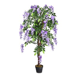 Τεχνητό Φυτό Costway Wisteria από Πολυεστέρα και Ξύλο Hw59512 150 cm - Μωβ/Πράσινο