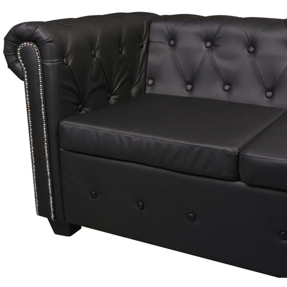 Γωνιακός Πενταθέσιος Καναπές VidaXL Chesterfield 205x205cm - Μαύρο image 4