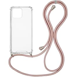 Θήκη Apple iPhone 13 Pro Max - Sonique Armor Με Κορδόνι Ροζ Χρυσό Σατινέ - Clear