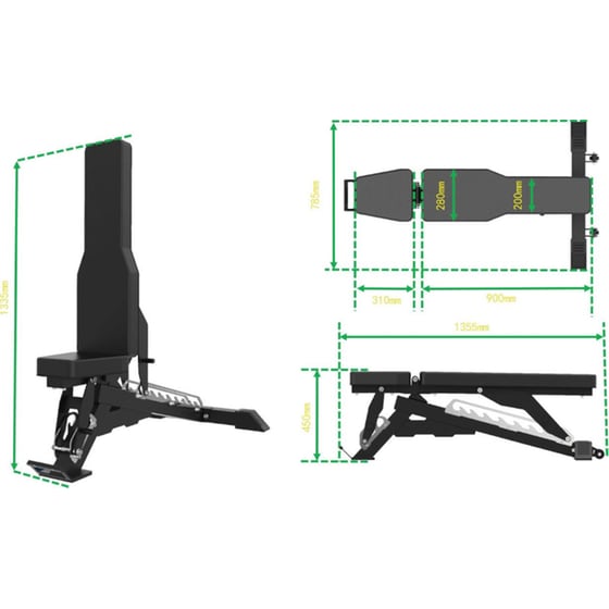Ρυθμιζόμενος Πάγκος Γυμναστικής Pegasus B1075 Λ-5823, 135.5 x 78.5 x 45-133.5 cm - Μαύρο image 4
