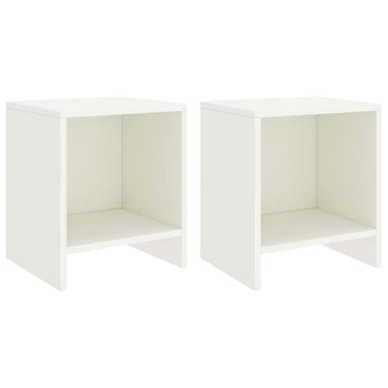 Κομοδίνο Vidaxl Από Μασίφ Ξύλο Πεύκου 2τμχ 35x30x40 cm - Λευκό image 0