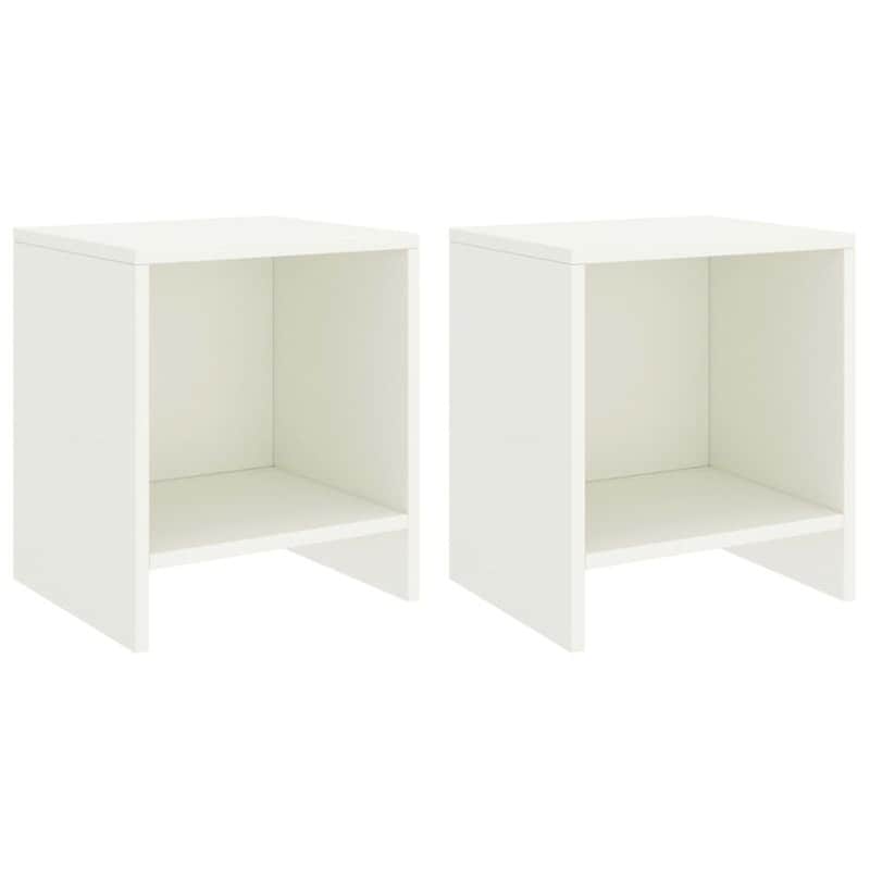 Κομοδίνο Vidaxl Από Μασίφ Ξύλο Πεύκου 2τμχ 35x30x40 cm - Λευκό