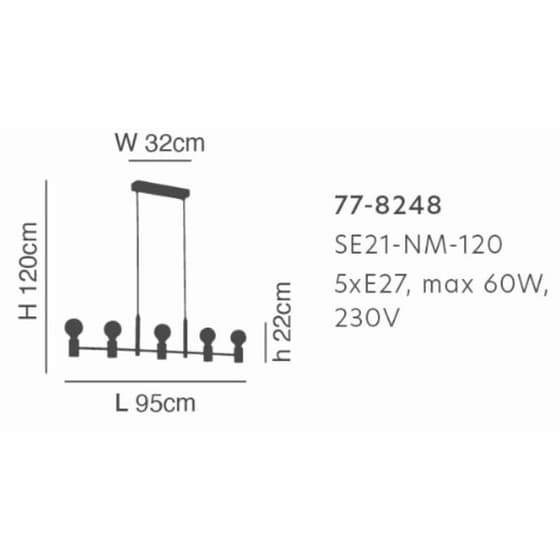 Κρεμαστό Φωτιστικό Οροφής Homelighting Adept 77-8249 - Μαύρο image 1