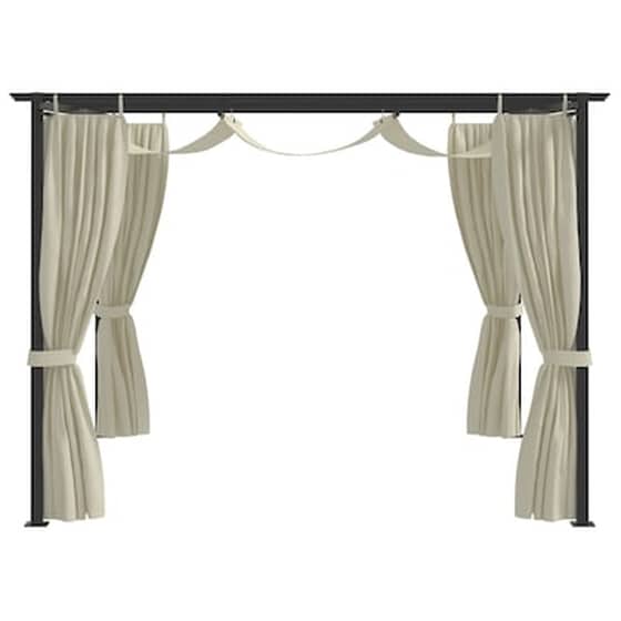 Κιόσκι Vidaxl Ατσάλινο με Κουρτίνες 3x3cm - Κρεμ image 3