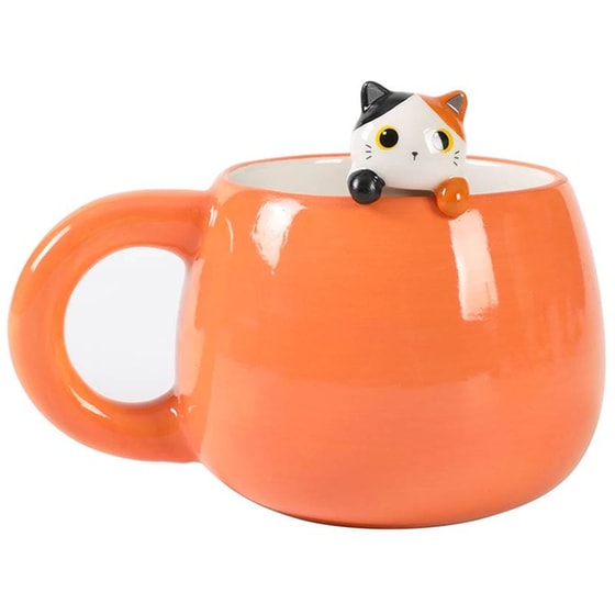 Κούπα i-Total Γάτα Κεραμική 450 ml - Πορτοκαλί image 0