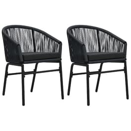 Καρέκλες Κήπου Vidaxl από Ρατάν Pvc 2 Τεμ. 58x58x78cm - Μαύρες