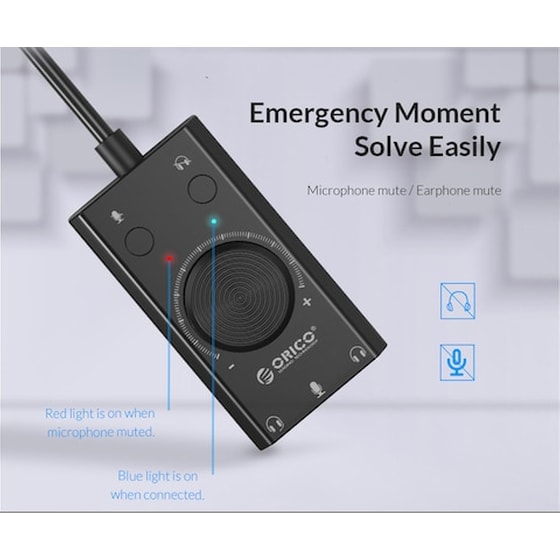 Κάρτα Ήχου Orico SC2 USB 3x 3.5mm, Volume Control - Μαύρο image 3