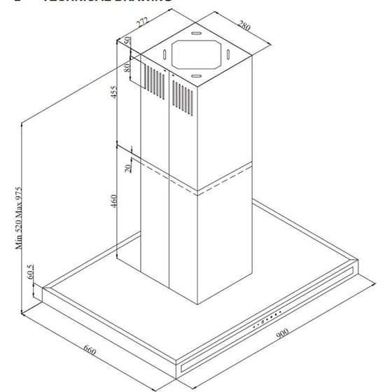 DAVOLINE REGAL IX 90 cm Inox Απορροφητήρας Νησίδα image 5