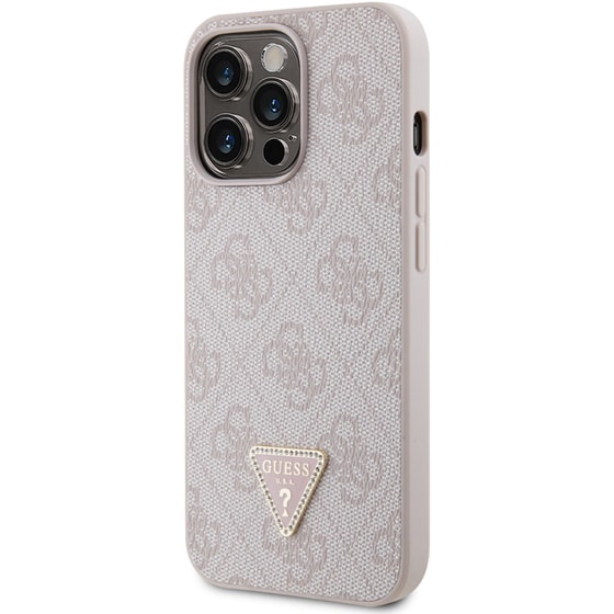 Θήκη Apple iPhone 13 Pro Max - Guess Triangle Metal Logo Strass Collection Crossbody Case - Ροζ image 1