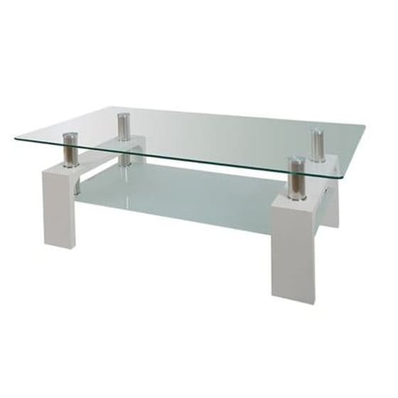 Τραπεζάκι Σαλονιού Woodwell από Γυαλί 110x60x45cm - Λευκό image 0
