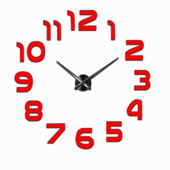 Αυτοκόλλητο Αναλογικό Ρολόι Τοίχου Lc6022 60-110 cm - Κόκκινο image 2
