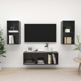 Έπιπλα Τηλεόρασης VidaXLΜοριοσανίδα 3 Τμχ 107x37x37cm - Γκρι
