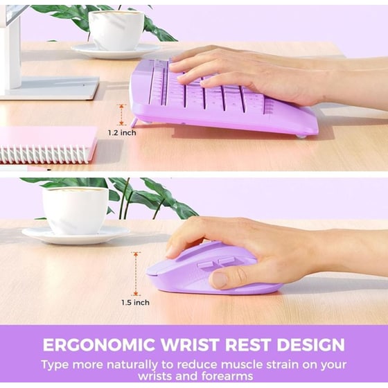 Meetion DirectorA Εργονομικό Combo Σετ Ασύρματο Πληκτρολόγιο & Ποντίκι Μωβ image 4